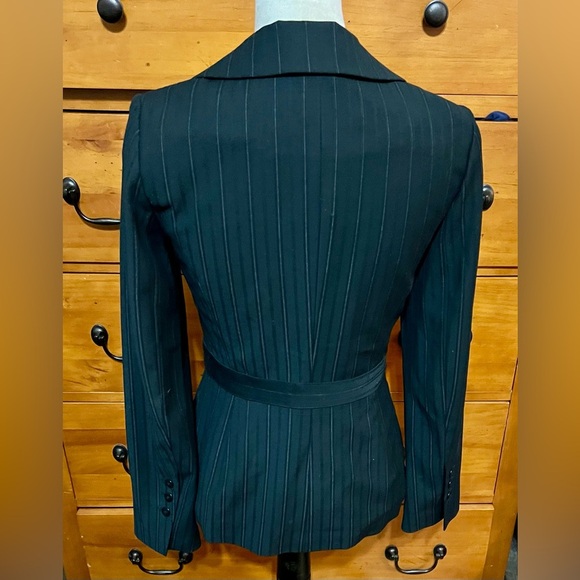 Semantiks Womens Jacket Size 2 Black Striped Blazer Long Sleeve Polyester - Picture 2 of 5